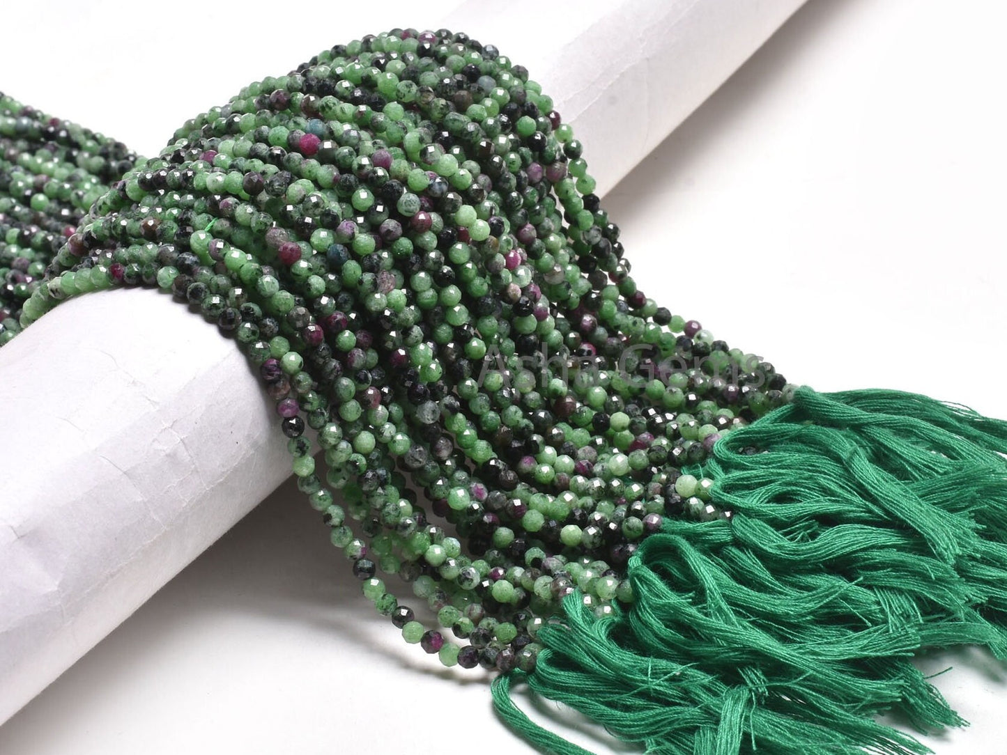 3.5mm Ruby Zoisite Faceted Rondelle Gemstone Beads, Natural Ruby Zoisite Machine Cut Beads Green Ruby Zoisite Bead Strand Jewelry Craft SALE
