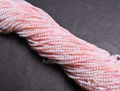 AAA Quality Pink Opal Faceted Rondelle Gemstone Tiny Beads,2.5 mm Genuine Opal Micro Cut Beads, Shaded Pink Opal Beads Jewelry Making Crafts