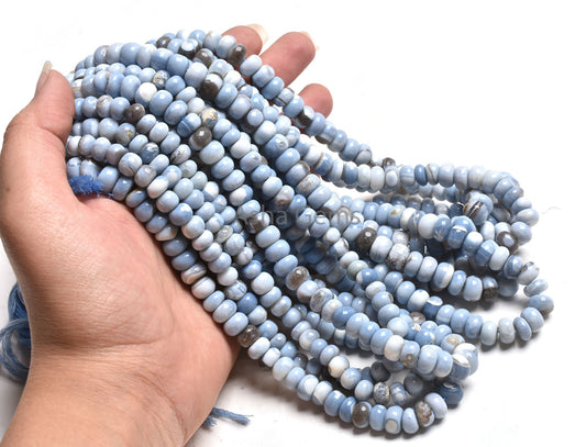 Beautiful Blue Boulder Opal Smooth Rondelle Shape Gemstone Beads, Blue Opal Beads Strand Boulder Opal Plain Handmade Loose Bead Jewelry SALE