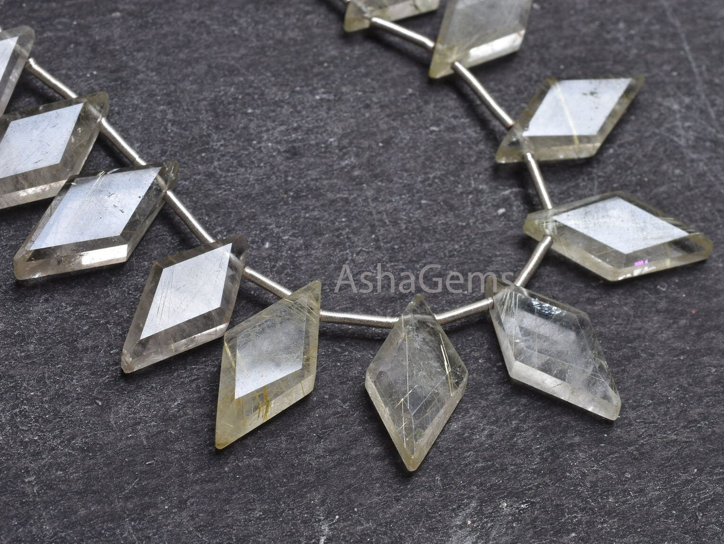 Natural Golden Rutile Quartz Faceted Rhombus Shape Gemstone Beads,9-18mm Fine Rutile Fancy Rhombus Straight Drill Bead Jewelry making Crafts