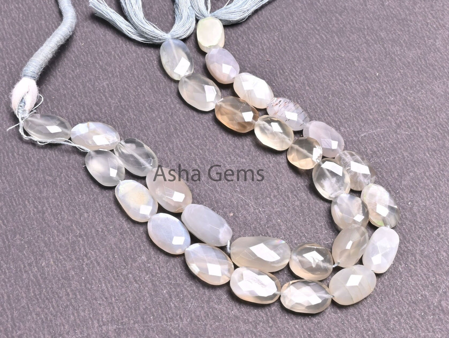 Shaded Grey Moonstone faceted Oval Beads,9" Strand Natural Grey Moonstone Oval Briolette Straight Drill Gemstone Moonstone Bead Jewelry SALE