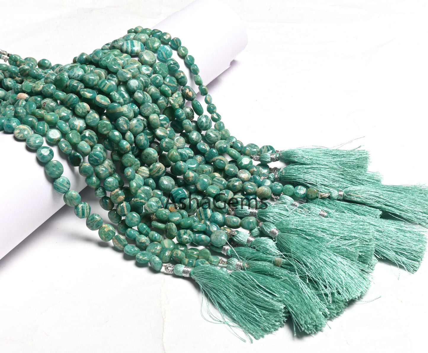 Natural Amazonite Smooth Coin Shape Handmade Beads,8" Shaded Blue Amazonite Coin Straight Drill Gemstone Amazonite Beads Jewelry Craft SALE