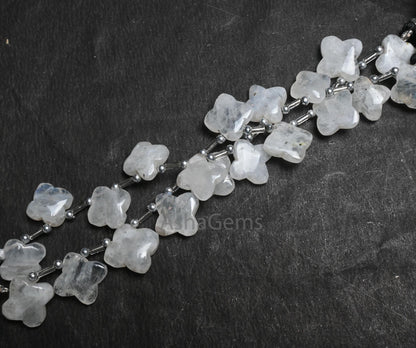 Beautiful White Rainbow Moonstone Carve Flower Gemstone Beads, Blue Fire Rainbow carving handmade Fancy Side Drill Beads Jewelry Craft SALE