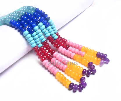 8 mm Fine Mix Color Quartz Smooth Rondelle Beads, Beautiful Rainbow Disco Color Jade Quartz Multi Shaded Gemstone Colorful Bead For Necklace(AG 12314)