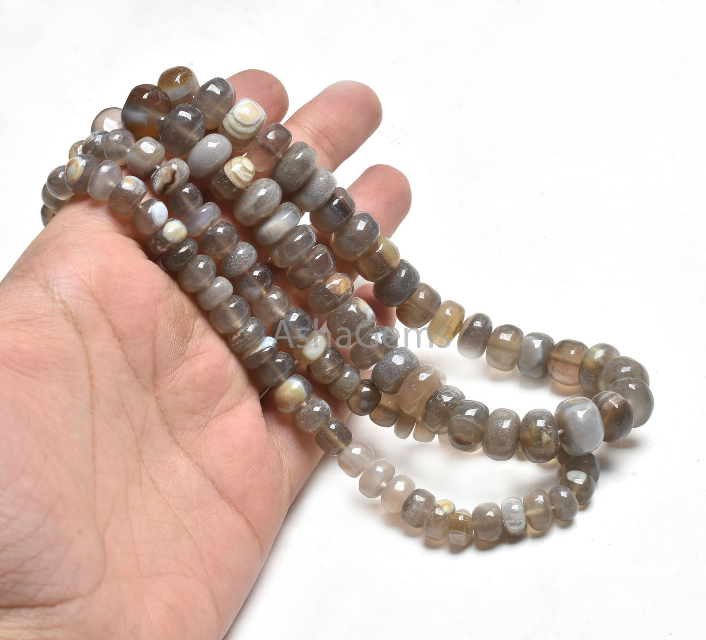 Beautiful Chalcedony Smooth Rondelle Shape Beads,16" Strand Opal Chalcedony Smooth Gemstone Beads Jewelry Making Handicrafts Chalcedony SALE