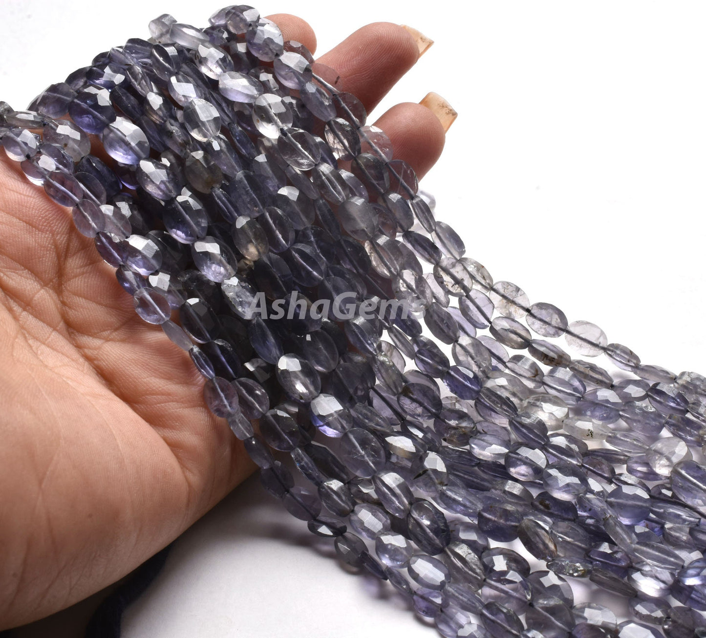 Light Blue Iolite Faceted Oval Shape Beads,13" Strand Natural Iolite Oval Gemstone Beads, Iolite Beads, Faceted Beads Oval For Jewelry Craft
