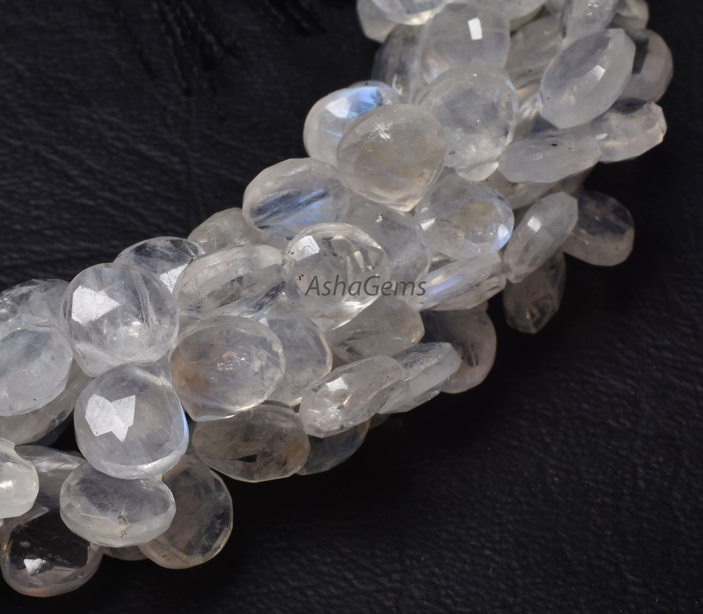 Fine AAA Blue Flash Rainbow Moonstone Heart Shape Beads,9" White Rainbow Moonstone Faceted Heart Briolette Gemstone Beads Jewelry Craft SALE