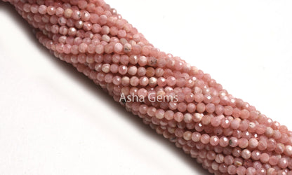 AAA Natural Rhodochrosite Micro Cut Faceted Beads,2.5 mm Pink Rhodochrosite Machine Cut Rondelle Gemstone Beads, Rhodochrosite Beads Jewelry