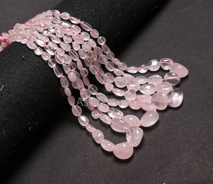 Fine Quality Pink Rose Quartz Smooth Nugget Gemstone Loose Beads,9/18" Strand Natural Rose Quartz Tumble Handmade Bead Necklace Jewelry SALE (AG 22303)