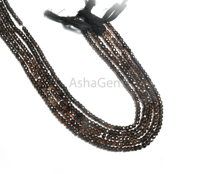 13" strand Smoky Quartz Faceted rondelle Beads, natural Black Smoky Machine Cut Beads Gemstone smoky bead For Necklace Jewelry Making Craft