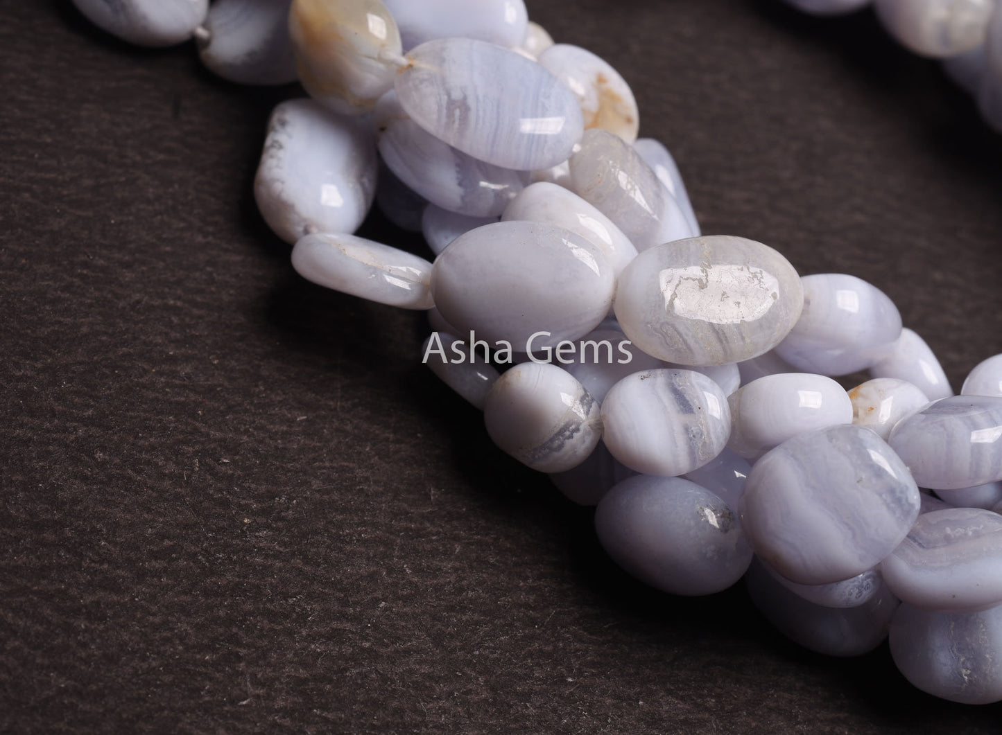 Natural Blue Lace Agate Smooth Oval Beads,7" Blue Lace Agate Handmade Uneven Oval Straight Drill Gemstone Bead, Blue Lace Agate Jewelry SALE