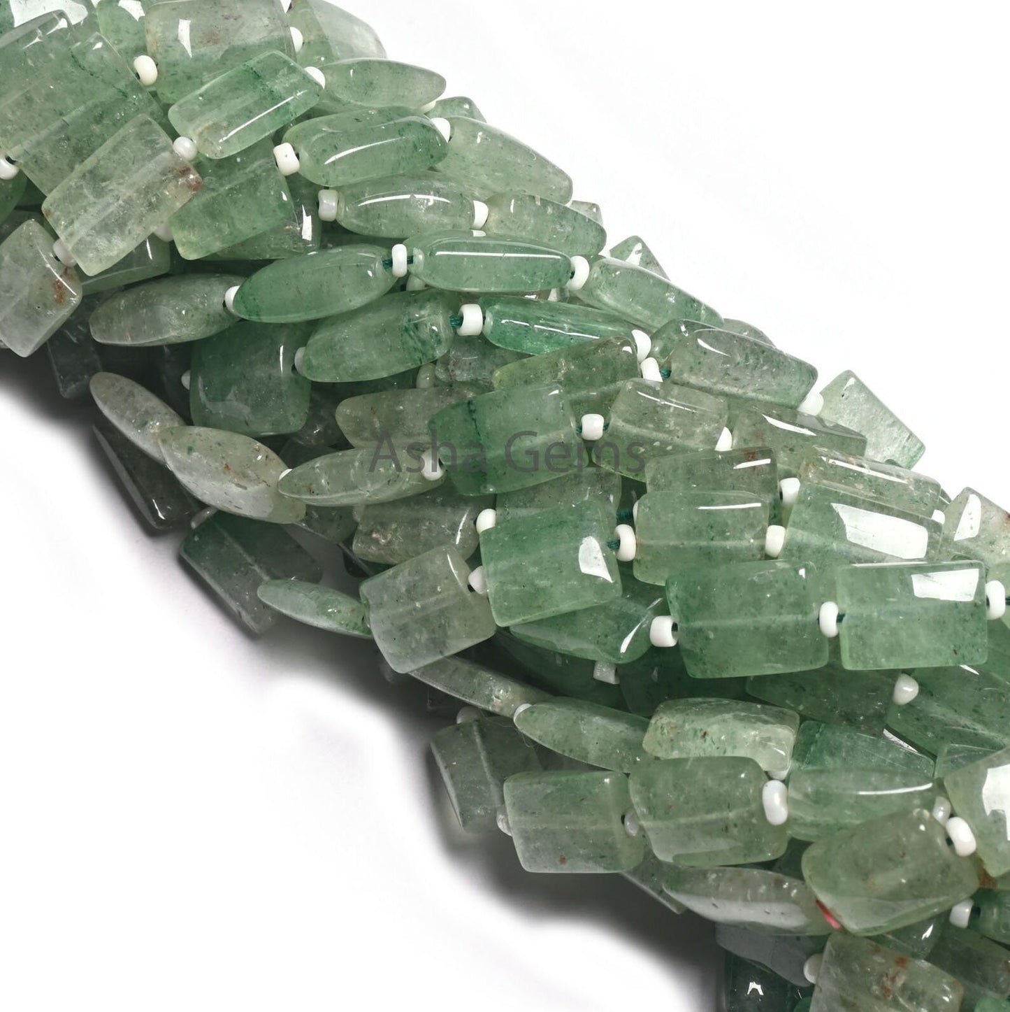 Beautiful Green Strawberry Quartz Rectangle Shape Straight Drill Beads,9"Fine Strawberry Handmade Fancy Chicklet Gemstone Bead Jewelry Craft