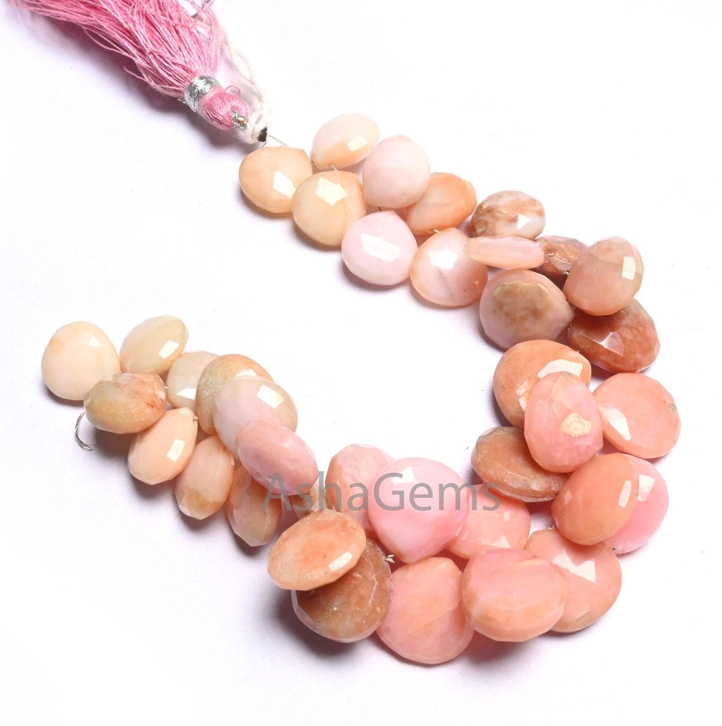 Beautiful Pink Opal Faceted Heart Shape Beads,11.5-14mm Shaded Pink Opal Beads, Fine natural Opal Heart Briolette Gemstone Bead Jewelry SALE (AG 18605)