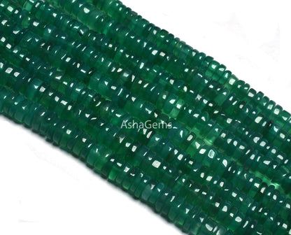 Beautiful Green Onyx Tyre Shape Gemstone Beads, AAA Green Onyx Beads, Onyx Smooth heishi Tyre Beads Green Gemstone Flat Wheel Handmade beads