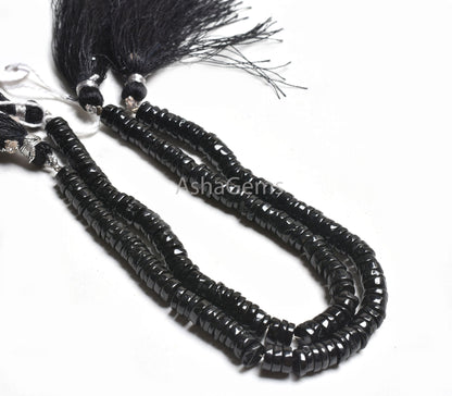 6 mm Fine Black Spinel Smooth Heishi Tyre Gemstone Beads, Natural Spinel Plain Handmade Flat Wheel Shape Bead Jewelry Making Handicraft SALE