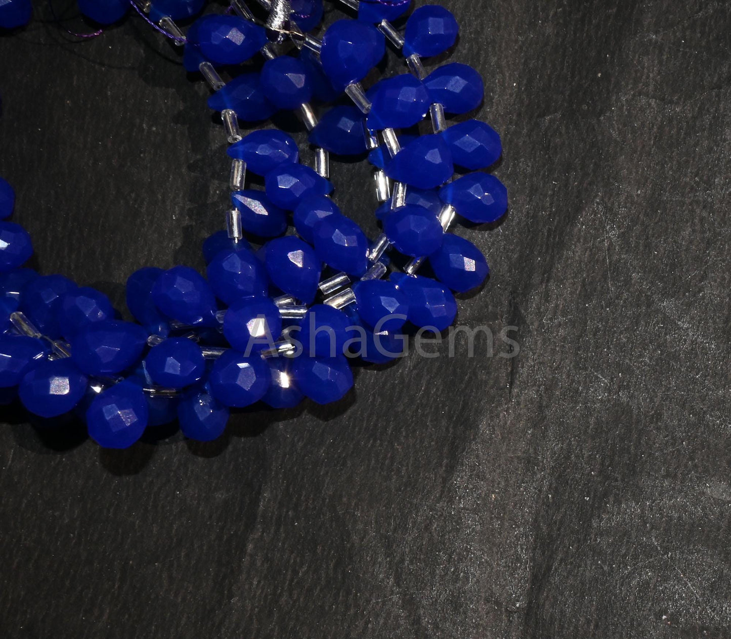 AAA Quality Royal Blue Quartz Hydro faceted Drop Shape Beads, Blue Hydro Faceted Teardrop Briolette Side Dril Bead Jewelry Making Craft SALE (AG 18591)