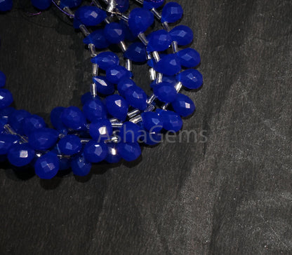 AAA Quality Royal Blue Quartz Hydro faceted Drop Shape Beads, Blue Hydro Faceted Teardrop Briolette Side Dril Bead Jewelry Making Craft SALE (AG 18591)