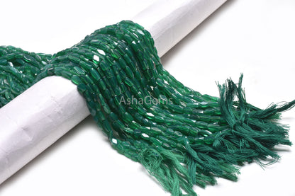 Natural Green Onyx Faceted Beads,12.5 Inch Beautiful Onyx Fancy Long Rectangle Uneven Gemstone Beads Green Onyx Briolette Jewelry Craft Sale
