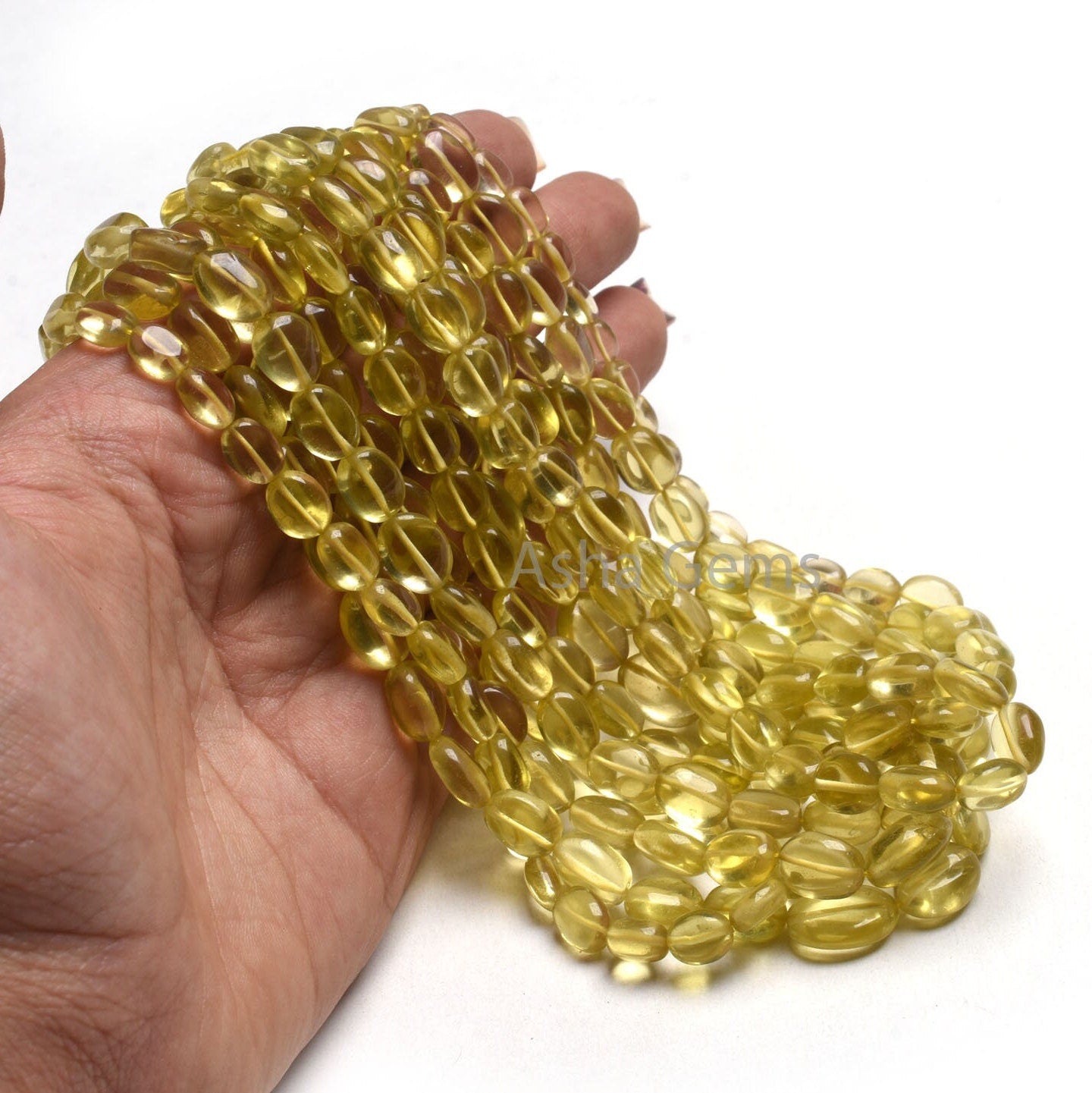 AAA Quality Lemon Quartz Smooth Oval Handmade Beads,15"Strand Natural Yellow Lemon Quartz Beads, Lemon Plain Oval Gemstone Bead Jewelry SALE