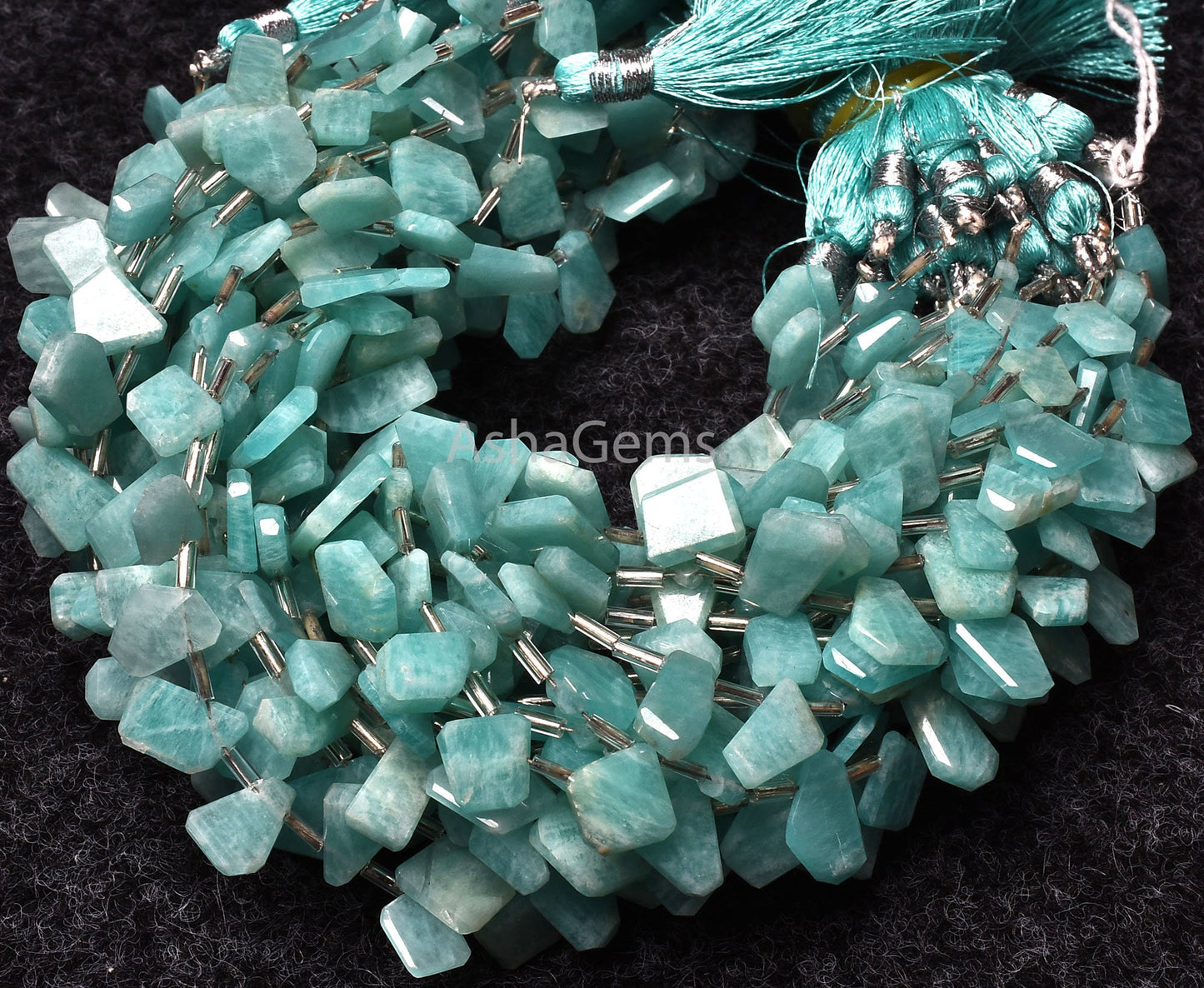 Beautiful Blue Amazonite Faceted Flat Nugget Beads,9"Strand Natural Amazonite uneven table cut Briolette Beads, amazonite faceted slice Bead