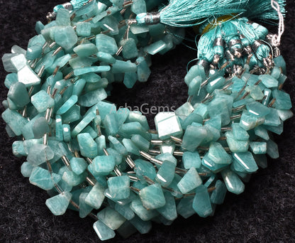 Beautiful Blue Amazonite Faceted Flat Nugget Beads,9"Strand Natural Amazonite uneven table cut Briolette Beads, amazonite faceted slice Bead