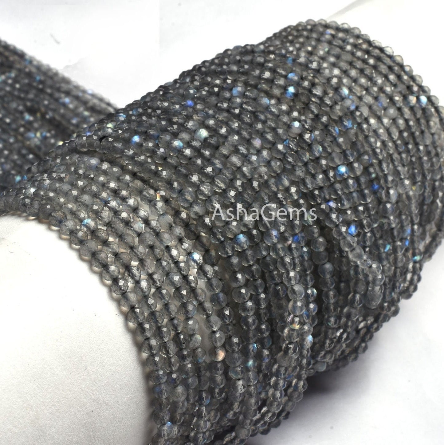 3 mm Labradorite Faceted Gemstone Beads, AAA Natural Blue Fire labradorite Rondelle Machine Cut Beads ,Black Rainbow Micro cut Beads Jewelry