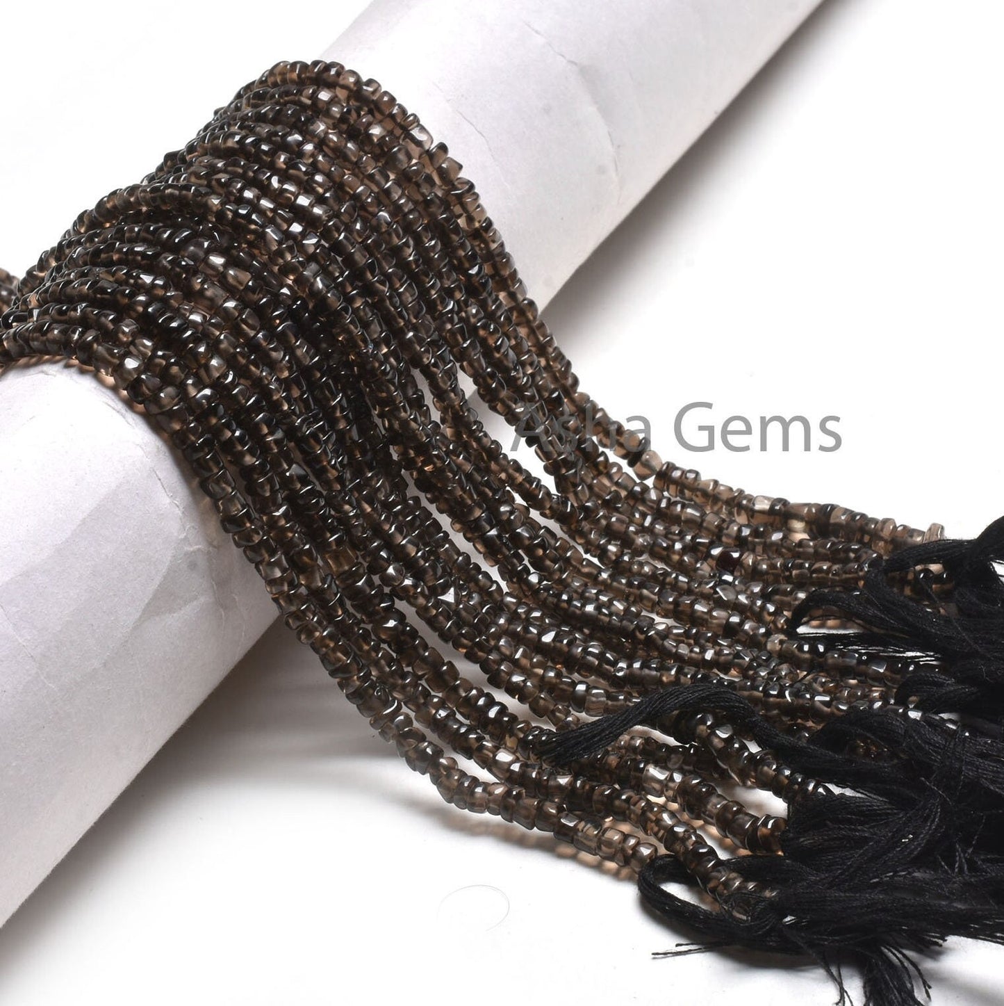 Natural Smoky Smooth Handmade Uneven Tyre Shape Beads,12"std Black Smoky Quartz Beads, Smoky Smooth Gemstone Beads Jewelry Making Craft Sale