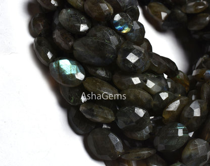 10" Strand labradorite Oval Beads, Multi Flash Labradorite Faceted Oval Briolette bead, Black Rainbow Beads Labradorite For Jewelry Making