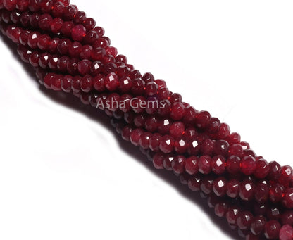 Beautiful Red Jade Quartz Faceted Gemstone Beads,4.5 mm Fine Red Jade Machine Cut Rondelle Beads, Jade Quartz Bead Jewelry Making Craft SALE