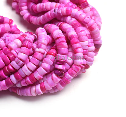 Beautiful Hot Pink Opal Smooth Tyre Gemstone Beads, Shaded Pink Opal Plain Handmade Wheel Shape Beads,16"Opal Bead Jewelry Making Craft SALE