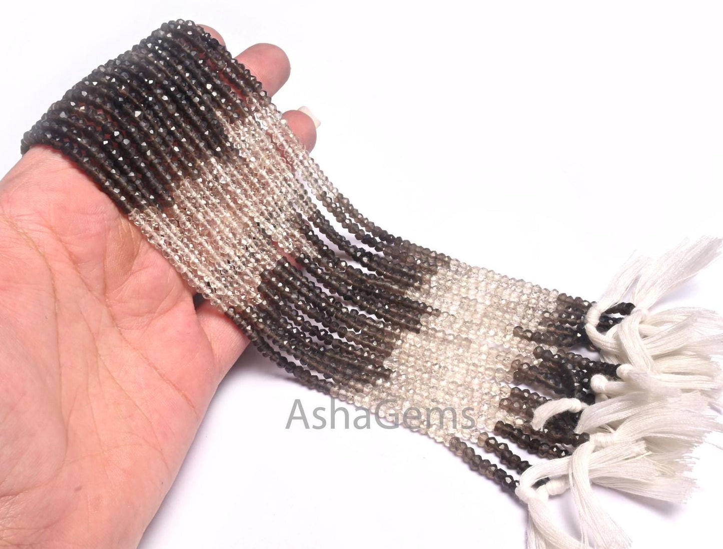 13"Strand Beautiful Natural Smoky Quartz Micro Cut Rondelle Faceted Gemstone Beads 3.5 mm, AAA Shaded Smoky Indian Machine Cut Beads Jewelry