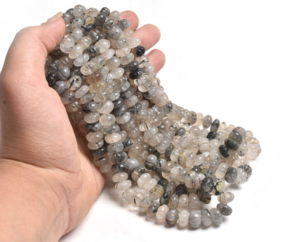 Rutilated Quartz Carving Watermelon Beads, Natural Black Rutile Carved Pumpkin Handmade Carve Gemstone Beads Rutile Bead Jewelry Craft SALE