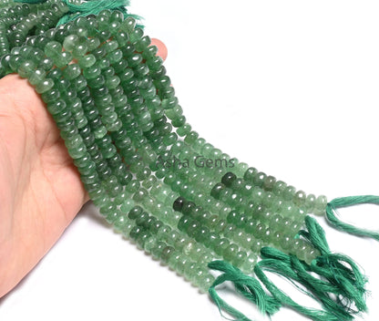 Fine Shaded Green Strawberry Quartz Rondelle Shape Beads,10"Natural Strawberry Quartz Handmade Smooth Gemstone Loose Bead Jewelry Craft SALE