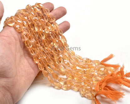 Natural Citrine Faceted Nugget Shape Beads, Fine Yellow Citrine Quartz Indian Cut Uneven Tumble Straight Drill Citrine Beads Jewelry Crafts