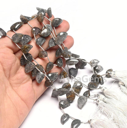 Natural Black sunstone Fancy Keri Shape Gemstone Loose Beads, Fine Sunstone fancy One Side Flat Table Side Drill Handmade Beads Jewelry SALE