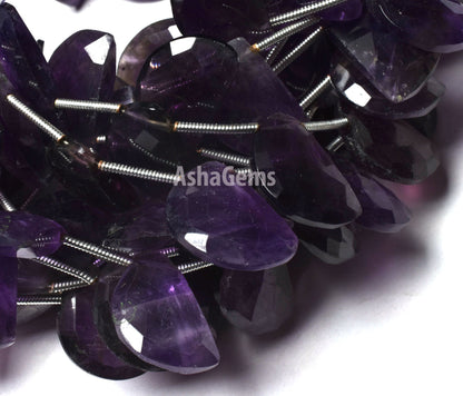 beautiful Purple Amethyst Faceted Fancy Shape Beads,8" Strand African Amethyst Fancy D Shape Bead Gemstone Amethyst Briolette Beads Jewelry