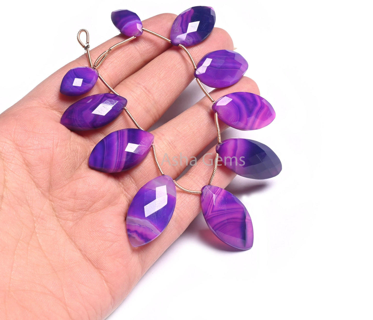 Shaded Purple Blue Chalcedony Marquise Shape Faceted Beads, Fine Chalcedony Fancy Marquise Side Drill Briolette Gemstone Bead Jewelry Making