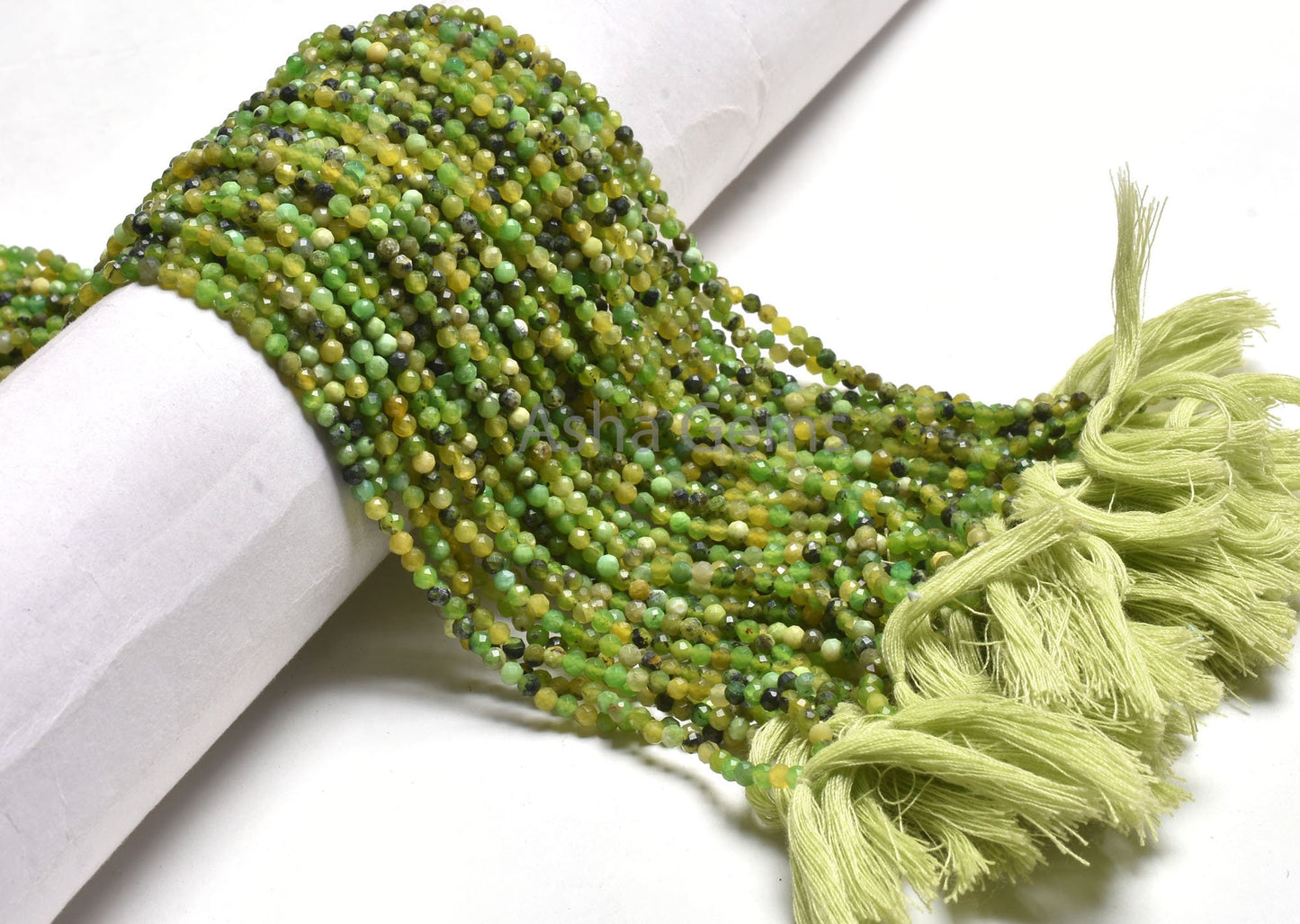 3.2 mm Green Opal Machine Cut Faceted Rondelle Shape Beads, Raw Green Opal Micro Cut Gemstone Beads, Fine Green Opal Bead Jewelry Craft SALE
