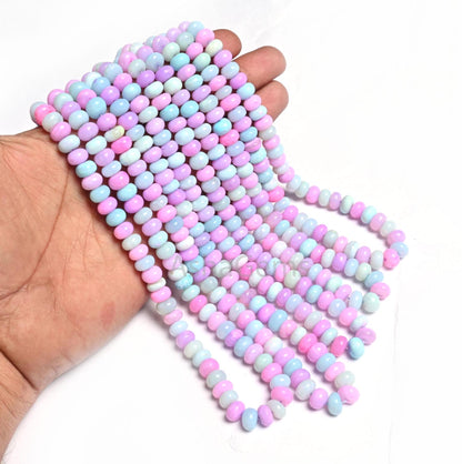 AAA Multi Light Pink Blue Opal Smooth Rondelle Shape Gemstone Beads, Shaded Multi Color Opal Plain handmade Opal Bead Jewelry Necklace Craft