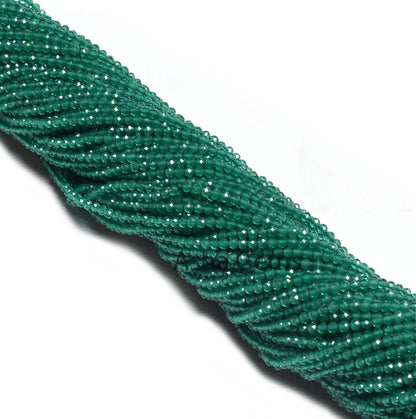 2 mm Beautiful Green Onyx Faceted Rondelle Beads, AAA Green Onyx Beads, Onyx Machine Cut Micro Faceted Beads,13" Strand Green Onyx Bead SALE
