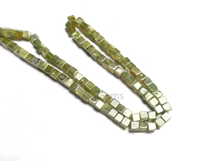 Beautiful Vessonite 3D Cube Box Shape Smooth Gemstone Beads,8/16" Natural Green Vesuvianite Cube Box Plain Handmade Bead Jewelry Making SALE