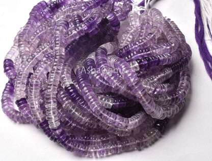 AAA Quality Shaded African Amethyst Smooth Tyre Shape Beads,7 mm Natural Purple Amethytst Plain Heishi Tyre Beads,Amethyst Bead Jewelry Sale