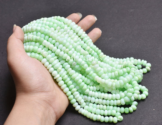 Amazing Parrot Green Opal Smooth Gemstone Beads, Pistachio Green Opal Plain Handmade Uneven Rondelle Bead Pastel Opal Beads For Jewelry SALE