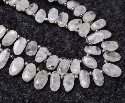 Rainbow Moonstone Smooth Oval Shape Beads, Natural Fire Rainbow Side Drill Oval Beads, White rainbow Plain uneven Oval Handmade Bead Jewelry