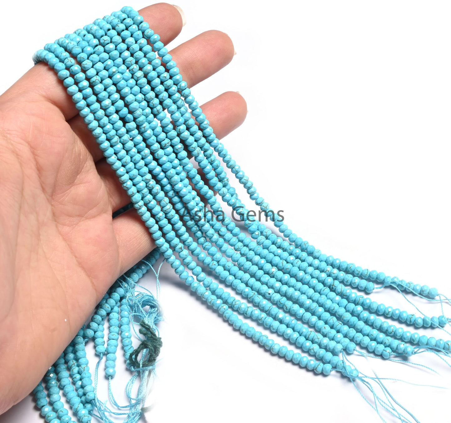 4.5 mm Beautiful Blue Jade faceted Rondelle Shape Beads,14" Strand Blue Turquoise Color Jade Quartz machine cut Gemstone Bead Jewelry Making