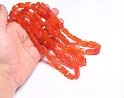 Beautiful Red Orange Chalcedony faceted Nugget Shape Handmade Beads, AAA Chalcedony Tumble Gemstone Indian Cut Chalcedony Beads Jewelry SALE