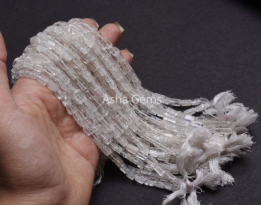 15 Inch Strand Natural Crystal Fancy Rectangle Bead, Crystal Quartz Smooth Fancy Long Straight Drill Gemstone Beads, White Crystal Bead SALE