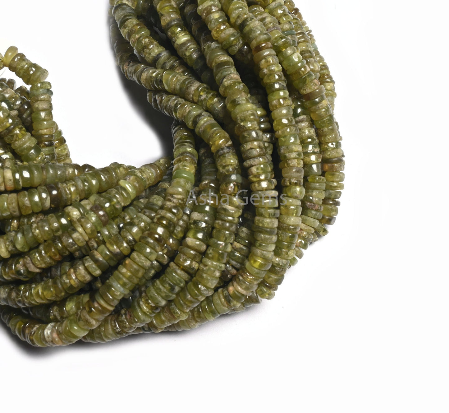 Beautiful Vessonite Smooth Flat Tyre Gemstone beads,8/16" Strand Natural Green Vesuvianite Handmade Wheel Shape Vessonite Bead Jewelry Craft