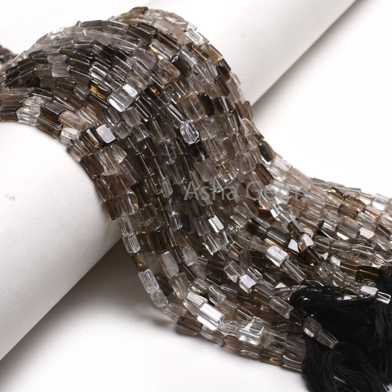 Beautiful Smoky Quartz Smooth Rectangle Handmade Beads,12.5" Strand Natural smoky Plain Uneven Rectangle Straight Drill Beads Jewelry Crafts