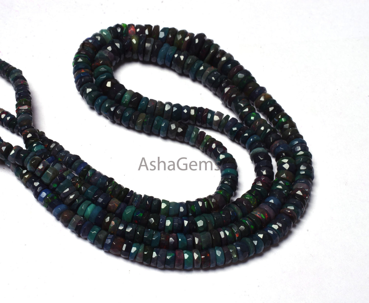 16"Strand Multi Blue Ethiopian Opal faceted tyre Gemstone Beads Welo Flash Ethiopian Opal Tyre Bead Opal faceted Tyre Beads Necklace Jewelry